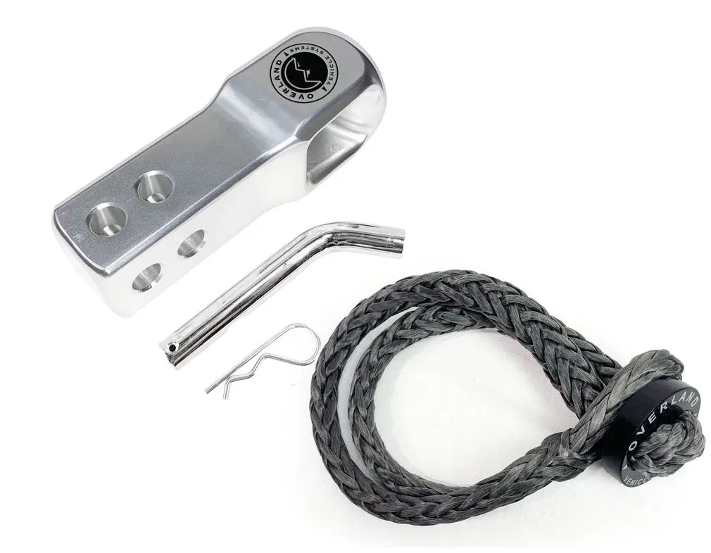 21-6580 – OVERLAND VCL D-Ring Mount, Receiver Hitch Inset Aluminum 5/8 Inch Soft Shackle With Collar Combo Kit